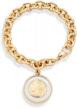 💎 miabella 18k gold-plated italian genuine 500-lira coin charm rolo link chain bracelet for women, handcrafted in italy logo