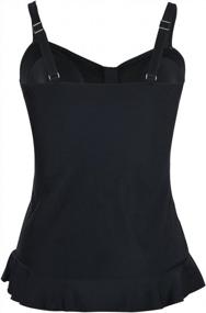 img 3 attached to Shirred Swimwear Tankini Swimsuit Top For Women With Padded Ruffle Hem By Mycoco