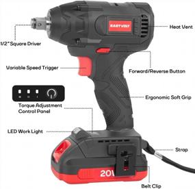 img 3 attached to High Torque Cordless Impact Wrench Kit With Brushless Motor - Eastvolt 20V, 2600 RPM - Includes Fast Charger, LED Light, 4 Sockets, Belt Clip, And Storage Box - 250Ft-Lbs Of Torque