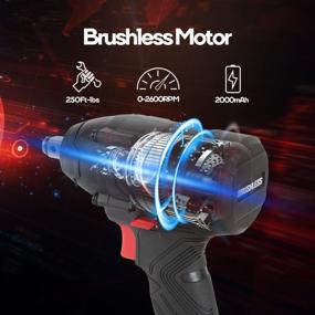 img 2 attached to High Torque Cordless Impact Wrench Kit With Brushless Motor - Eastvolt 20V, 2600 RPM - Includes Fast Charger, LED Light, 4 Sockets, Belt Clip, And Storage Box - 250Ft-Lbs Of Torque