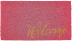 img 4 attached to Indoor/Outdoor Decorative Welcome Mat With Coir And Rubber Non-Slip Base - Natural Fiber Script Design In Dark Pink, Natural, And Beige