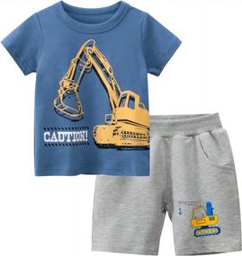 img 4 attached to 👶 IjnUhb Toddler Boy Clothes: Cartoon Cotton Summer Set (T-Shirt + Shorts) - Sizes 2-7 Years