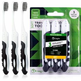 img 4 attached to 3-Pack Soft Charcoal Toothbrush Kit | Travel Size & Folding Design For Hiking, Camping, & Traveling