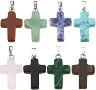 50pcs cross gemstone pendants: healing crystal quartz chakra stones for diy necklaces, jewelry making and more - beadthoven bulk supplies and accessories logo