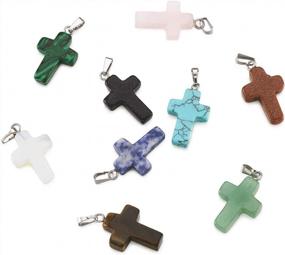 img 3 attached to 50Pcs Cross Gemstone Pendants: Healing Crystal Quartz Chakra Stones For DIY Necklaces, Jewelry Making And More - Beadthoven Bulk Supplies And Accessories