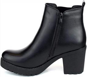 img 1 attached to Women'S Round Toe Block Heel Ankle Booties Slip-On Platform Boots Side Zipper Chelsea Boots