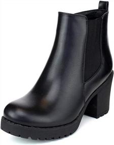 img 3 attached to Women'S Round Toe Block Heel Ankle Booties Slip-On Platform Boots Side Zipper Chelsea Boots