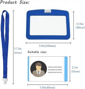 img 2 attached to Blue Heavy Duty Horizontal ID Badge Holder With Lanyard - Vetoo Silicone Badge Card Holder For Offices And Business Cards