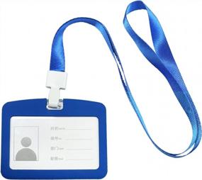 img 4 attached to Blue Heavy Duty Horizontal ID Badge Holder With Lanyard - Vetoo Silicone Badge Card Holder For Offices And Business Cards