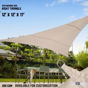 img 3 attached to Beige 12X12X17 Right Triangle Waterproof Knitted Shade Sail Curved Edge 260 GSM UV Block Fabric Pergola Carport Awning Canopy Replacement - TANG Sunshades Depot