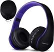 powerlocus wireless bluetooth over-ear stereo foldable headphones with rechargeable 🎧 battery and microphone - compatible with iphone, samsung, lg, ipad (purple) logo