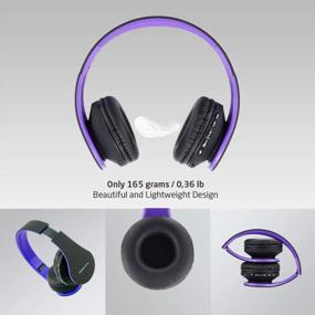 img 2 attached to PowerLocus Wireless Bluetooth Over-Ear Stereo Foldable Headphones with Rechargeable 🎧 Battery and Microphone - Compatible with iPhone, Samsung, LG, iPad (Purple)
