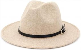 img 4 attached to Lisianthus Women's Wide Brim Panama Hat with Belt Buckle - Classic Fedora Style in Wool