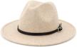 lisianthus women's wide brim panama hat with belt buckle - classic fedora style in wool logo