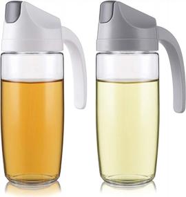 img 4 attached to Effortlessly Dispense Oil And Vinegar With Nicunom'S 2 Pack Glass Cruet Bottles - Non-Drip Spout, Automatic Cap And Stopper For Mess-Free Kitchen Cooking And Grilling!