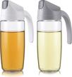 effortlessly dispense oil and vinegar with nicunom's 2 pack glass cruet bottles - non-drip spout, automatic cap and stopper for mess-free kitchen cooking and grilling! logo