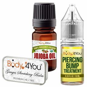 img 4 attached to Natural Piercing Aftercare Set With Jojoba Tea Ear Balm, Bump Removal, And Ear Lobe Gauges - Pure Unrefined Skin Treatment With Vitamins For Ear Tunnel Plugs, Tapers And Expanders