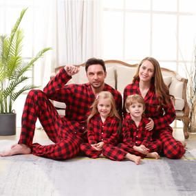 img 2 attached to Christmas Reindeer Plaid Pajama Sets For Matching Families - Long Sleeve Striped Holiday Sleepwear And Homewear For Women By CARETOO