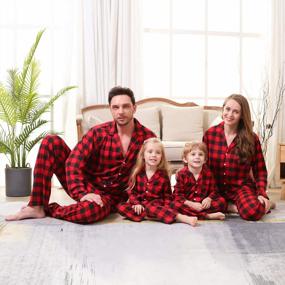 img 1 attached to Christmas Reindeer Plaid Pajama Sets For Matching Families - Long Sleeve Striped Holiday Sleepwear And Homewear For Women By CARETOO