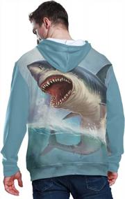 img 2 attached to Long Sleeve Shark Blue Pullover Hoodie - Perfect For Workouts And Casual Wear!