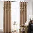 melodieux flower embroidery linen blackout curtains for living room bedroom silver grommet window drape, beige/green, 52 by 84 inch (1 panel) logo