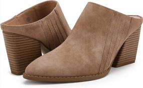img 3 attached to Pointed Toe Western Mules With Backless Design, Stacked Chunky Heels, And Slip-On Comfort - Women'S Booties