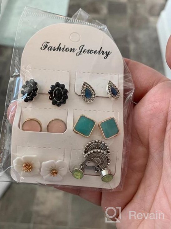 img 1 attached to 🌸 Stunning Collection of Royal Amoyy 12 Pairs Bohemian Ear Studs: Hypoallergenic Vintage Earrings for Women and Girls review by Ashley Gonzalez