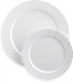 img 3 attached to Обновите сервировку стола с помощью набора пластиковых тарелок Mozaik'S Premium Pearl - 40 штук