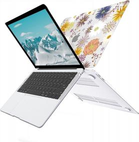 img 1 attached to 🌿 G JGOO Чехол для MacBook Air 13 дюймов 2021-2018: прозрачная жесткая оболочка + 2 чехла для клавиатуры + защитная пленка на экран + дизайн с растениями