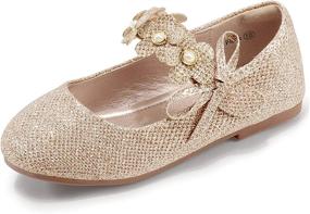 img 4 attached to PANDANINJIA Toddler Little Pearls Flower Girls' Shoes : Flats