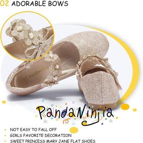 img 1 attached to PANDANINJIA Toddler Little Pearls Flower Girls' Shoes : Flats