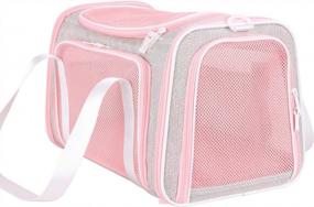img 4 attached to Фэнтези розовая сумка-переноска для животных размером М - мягкая и милая для путешествия кошек и щенков!