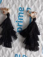 img 1 attached to 💃 Exquisite Handmade Tassel Tiered Clip-On Earrings - 4 Layers of Elegant Thread Drop Dangle Jewelry for Girls review by Patricia Ross