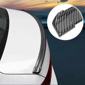 img 2 attached to 🚗 Enhance Your Car's Style with X AUTOHAUX 59" Carbon Fiber Pattern Glossy Black Car Rear Spoiler Wing Rubber Lip Tail Trunk Roof Trim Sticker Universal