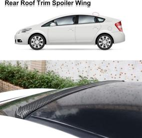 img 1 attached to 🚗 Enhance Your Car's Style with X AUTOHAUX 59" Carbon Fiber Pattern Glossy Black Car Rear Spoiler Wing Rubber Lip Tail Trunk Roof Trim Sticker Universal