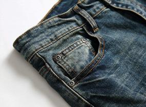 img 2 attached to Джинсы джинсовой ткани пригонки застегнутые молнией людей сорванные для стиля байкера и тонкого прямого комфорта