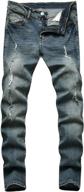 men's zippered ripped skinny fit denim jeans for biker styling and slim straight comfort logo