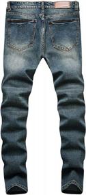 img 3 attached to Джинсы джинсовой ткани пригонки застегнутые молнией людей сорванные для стиля байкера и тонкого прямого комфорта
