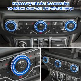 img 1 attached to Air Conditioner Switch Knob Cover For 2018-2022 Jeep Wrangler JL JLU Gladiator JT Bling Crystal Rhinestone Button Cover Decoration Twist Ring Trim Interior Accessories Aluminum Alloy (Blue 3PCS)