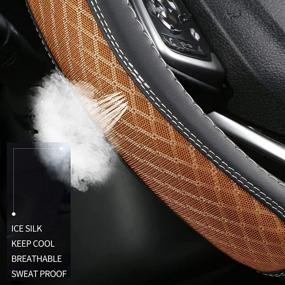 img 2 attached to 🚗 BOKIN Car Steering Wheel Cover - Microfiber Leather Viscose with Breathable Mesh, Sweatproof & Temperature-Adaptable (Gold, Universal Size 14.5-15 inch)