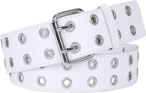 img 4 attached to WERFORU Double Grommet Leather Buckle Women's Accessories at Belts