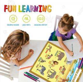 img 2 attached to Complete Your Child'S Early Learning With Merka'S 16Pc Kindergarten Wall Poster Set - USA & World Maps, Letters, Shapes, Numbers, Animals & More!