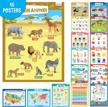 complete your child's early learning with merka's 16pc kindergarten wall poster set - usa & world maps, letters, shapes, numbers, animals & more! logo