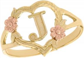img 4 attached to 10-каратное золотое персонифицированное кольцо с начальным алфавитом в форме сердца - буква J