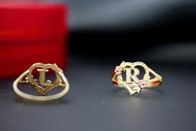 img 2 attached to 10-каратное золотое персонифицированное кольцо с начальным алфавитом в форме сердца - буква J