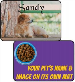 img 4 attached to Персонализированные большие коврики для корма для собак (12 "X 18") с фотографией, именем и изображением - индивидуальная миска для еды и воды для собак и кошек
