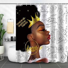 img 4 attached to African American Woman Shower Curtain 72" X 72" - Motivational Queen Black Girl Fabric Cloth Bathroom Decor Modern Cute Long