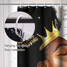 img 3 attached to African American Woman Shower Curtain 72" X 72" - Motivational Queen Black Girl Fabric Cloth Bathroom Decor Modern Cute Long