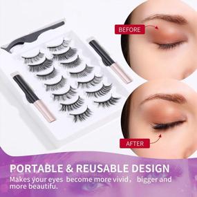 img 2 attached to JPNK Reusable Magnetic Eyelashes Set With 7 Pairs Of Natural Look 5D Lashes, Strong Magnets, Tweezers, Waterproof Eyeliner, And 100 Disposable Wands For Upgraded False Lash Application