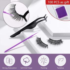 img 3 attached to JPNK Reusable Magnetic Eyelashes Set With 7 Pairs Of Natural Look 5D Lashes, Strong Magnets, Tweezers, Waterproof Eyeliner, And 100 Disposable Wands For Upgraded False Lash Application